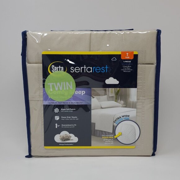 Serta SertaRest Comfy Sleep Sheet Set Sheets Secure Fit On Mattress Twin 4 pc - Picture 6 of 10